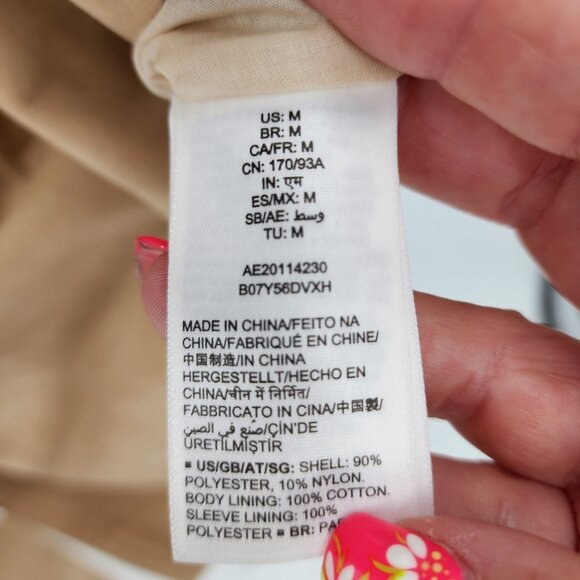 Ladies Khaki Tan Double Breasted Water Resistant Rain Trench Coat M NWT - Picture 10 of 10